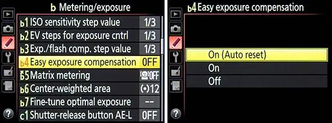 Making use of Easy Exposure Compensation to configure how the controls can be used to change exposure compensation