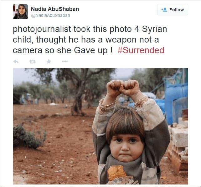 syrian girl surrendering