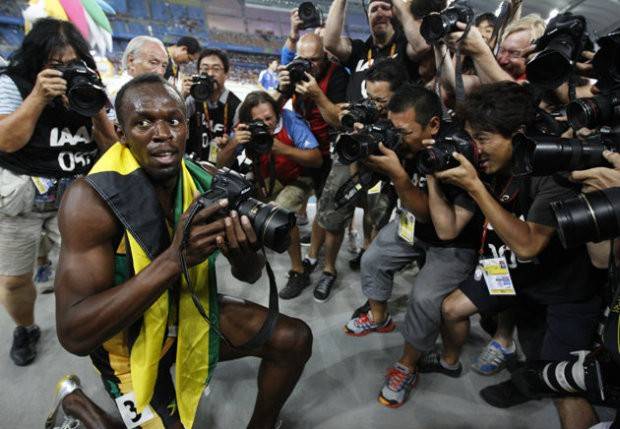 Usain Bolt with Nikon D4 at olympics