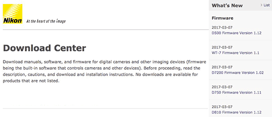 New Firmware Update for Nikon D7200 D500 D750 D810