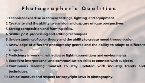Image showcasing 100 Qualities of a Good Photographer